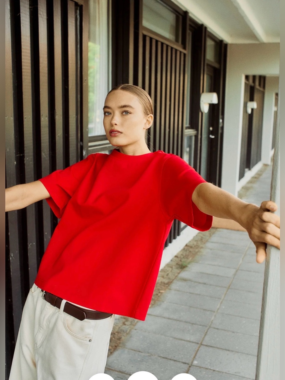 Classic Crewneck Red Blouse for Women 18 1/2-20 length 22 website $109